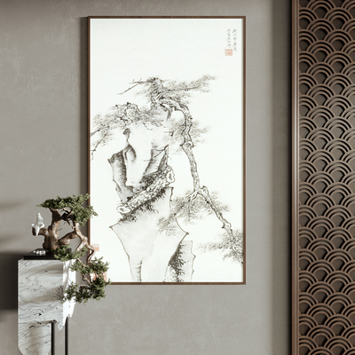  新中式水墨装饰画su模型 