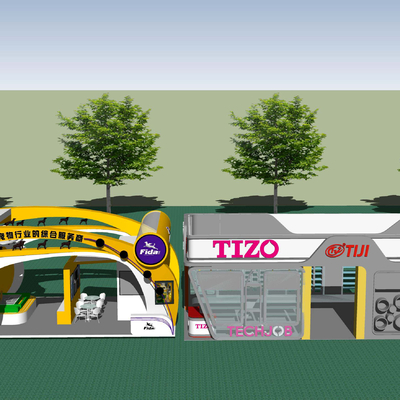  现代商品展会展厅su模型 