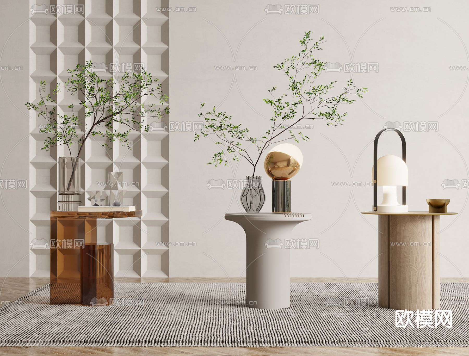 现代亚克力边几圆几3d模型下载