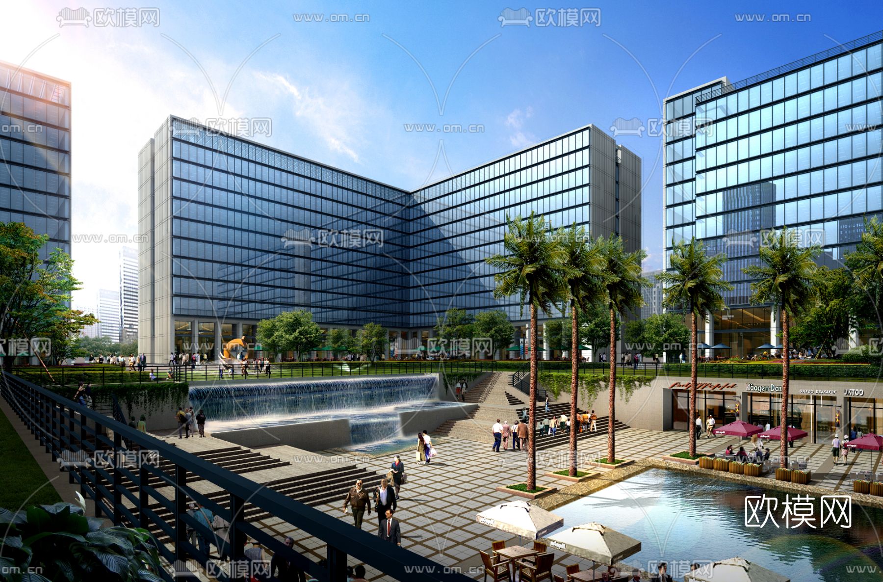 现代办公楼建筑外观psd下载