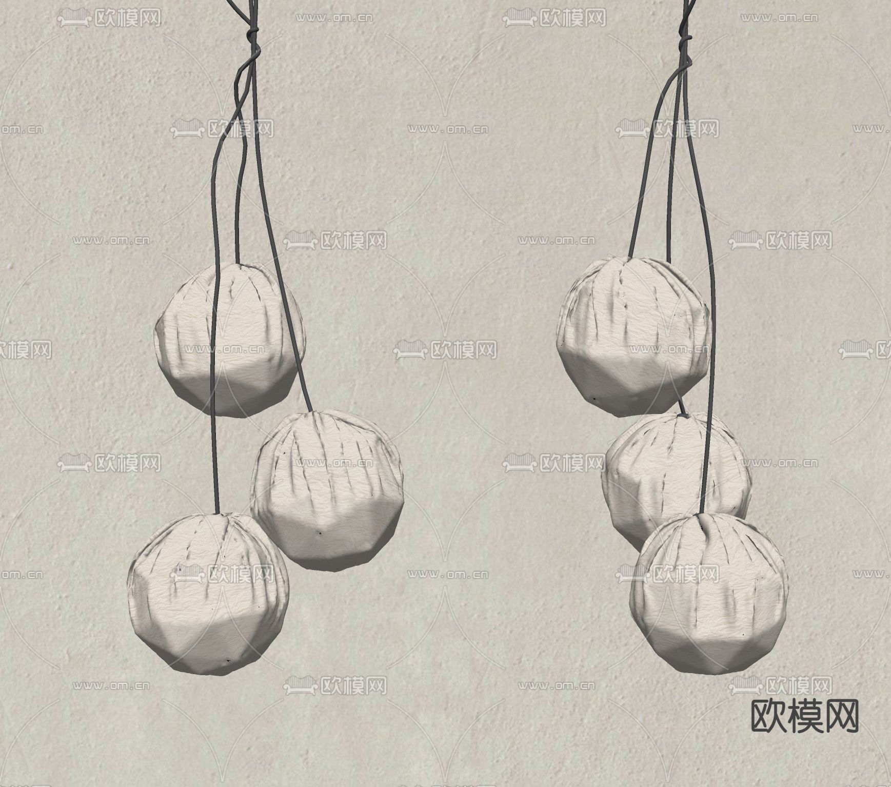 现代和纸吊灯su模型