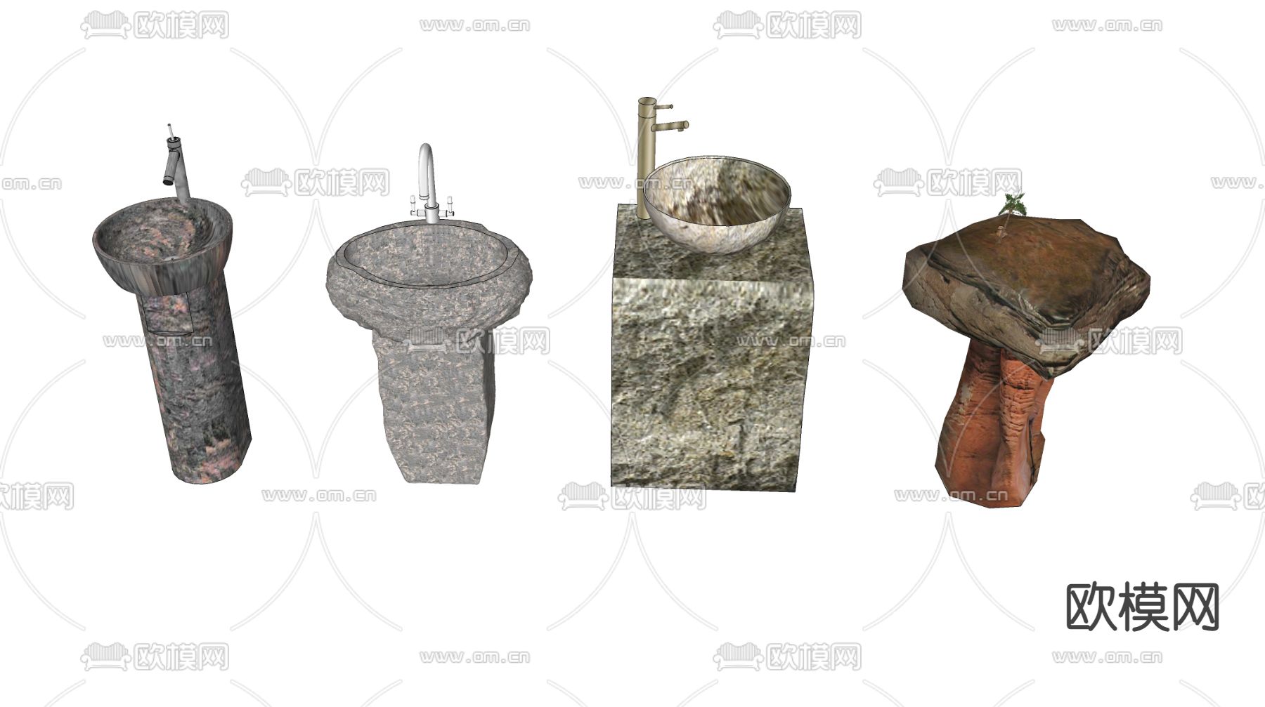 自然风洗手台盆su模型下载（渲染图1）