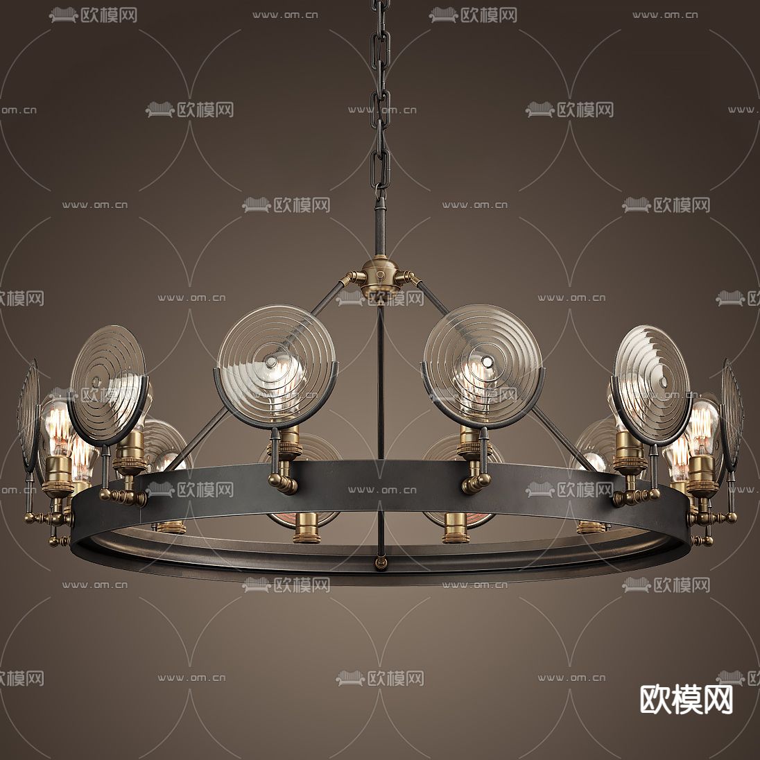 现代复古圆环吊灯3d模型下载_ID11991235_3dmax免费模型-欧模网