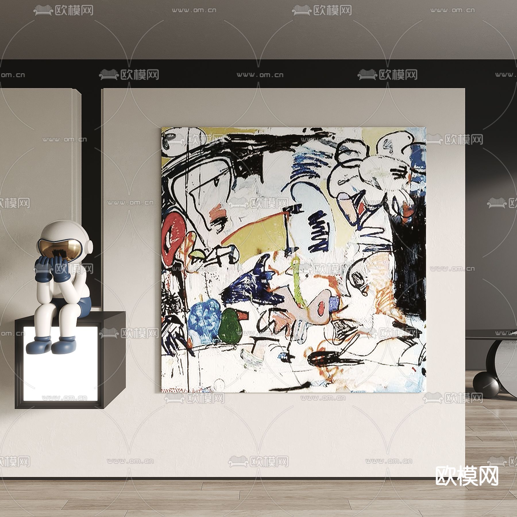 孟菲斯风抽象装饰画3d模型下载