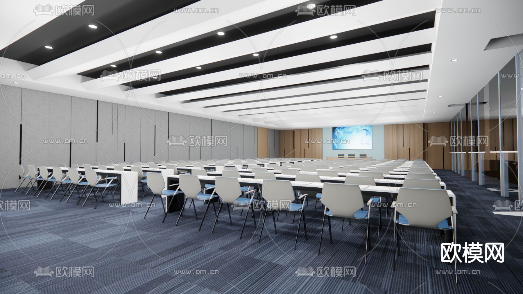 现代多功能会议室su模型下载_ID11988817_sketchup模型下载-欧模网