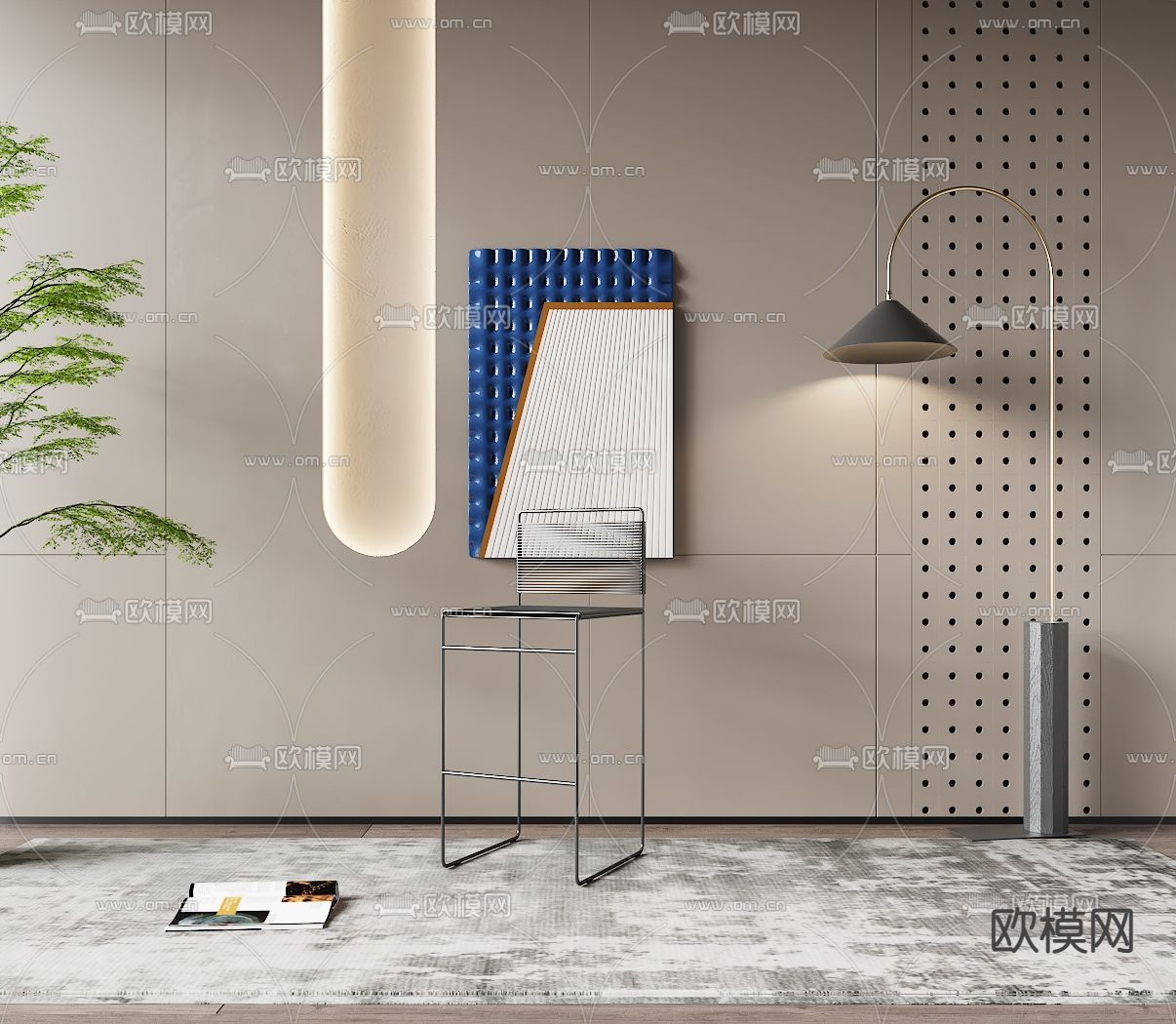 现代轻奢吧台椅3d模型下载