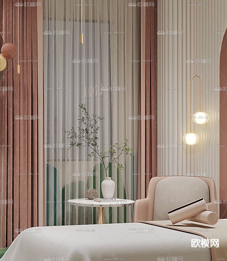 现代美容院养生spa亲子间儿童游乐包间3d模型下载（渲染图2）