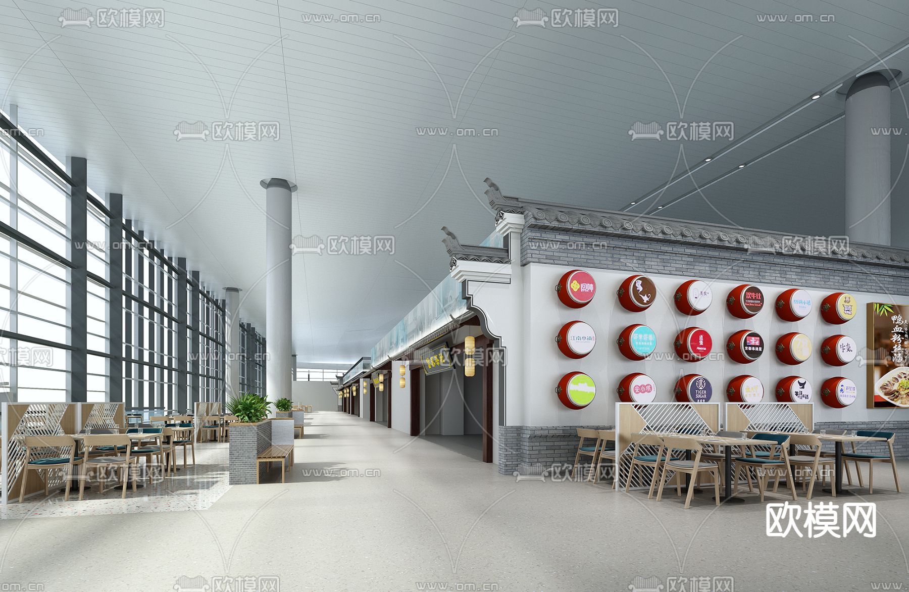 现代机场候车大厅3d模型下载（渲染图2）