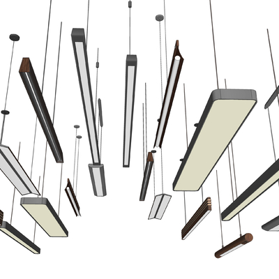  现代办公吊灯su模型 