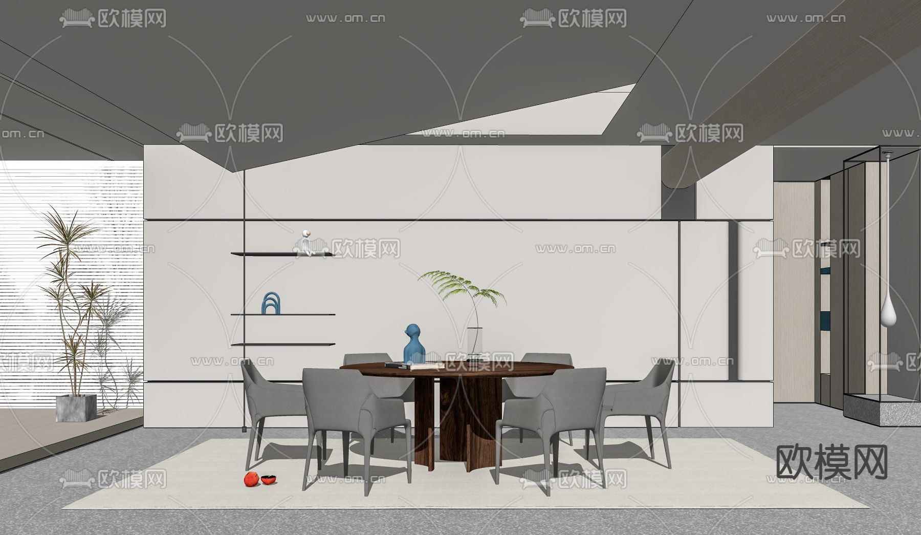 现代餐厅su模型