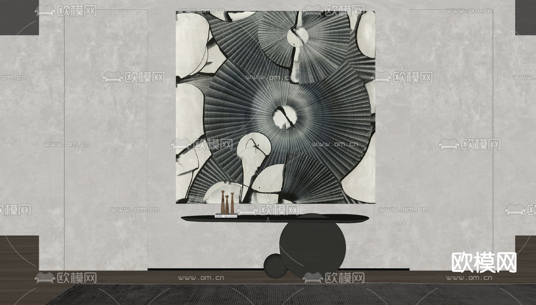 侘寂风抽象装饰画su模型