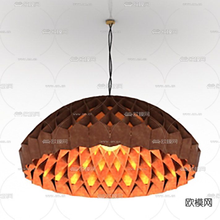 北欧复古实木菱形纹理艺术吊灯免费3d模型下载