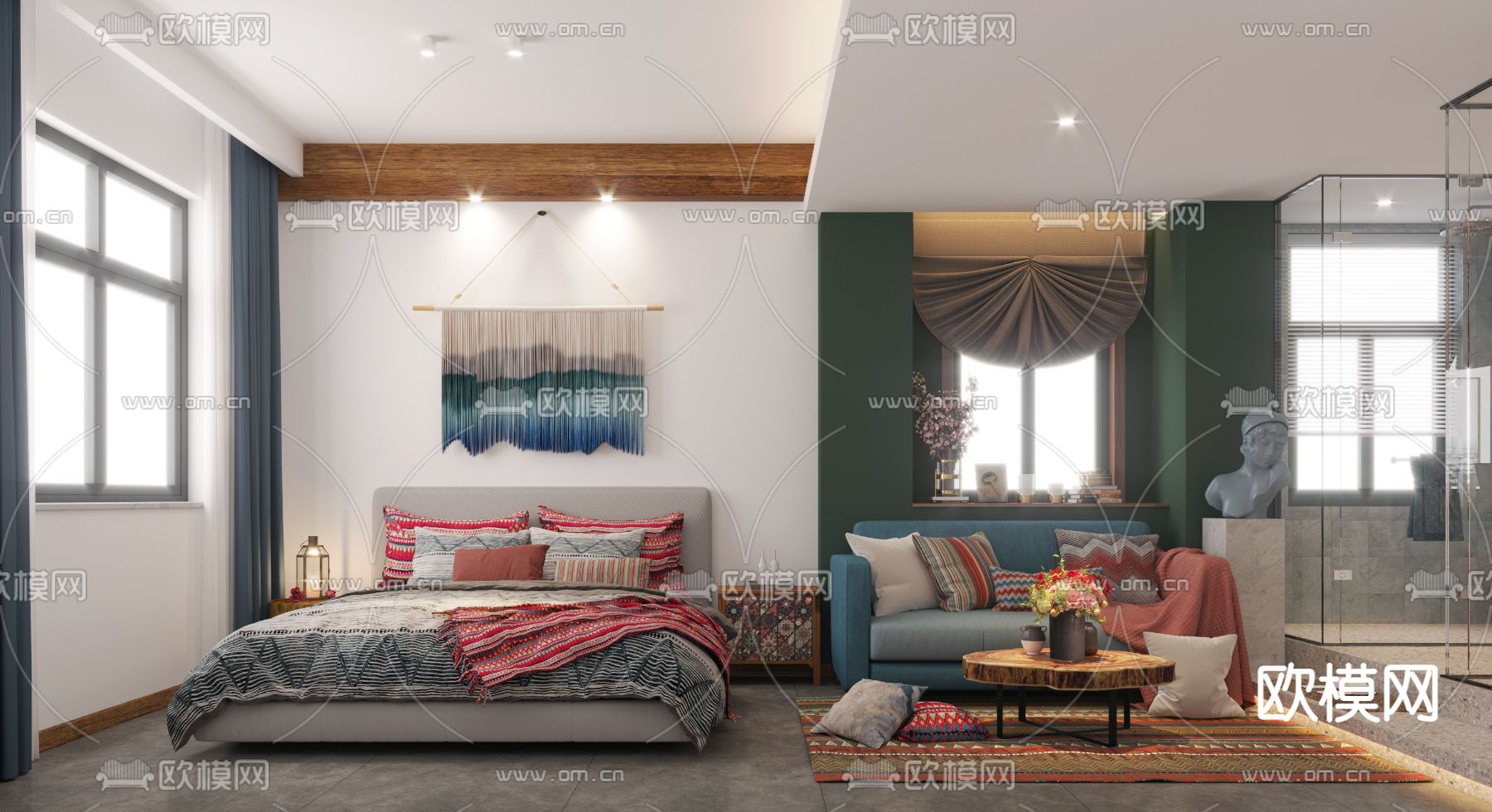 东南亚民宿客房3d模型下载