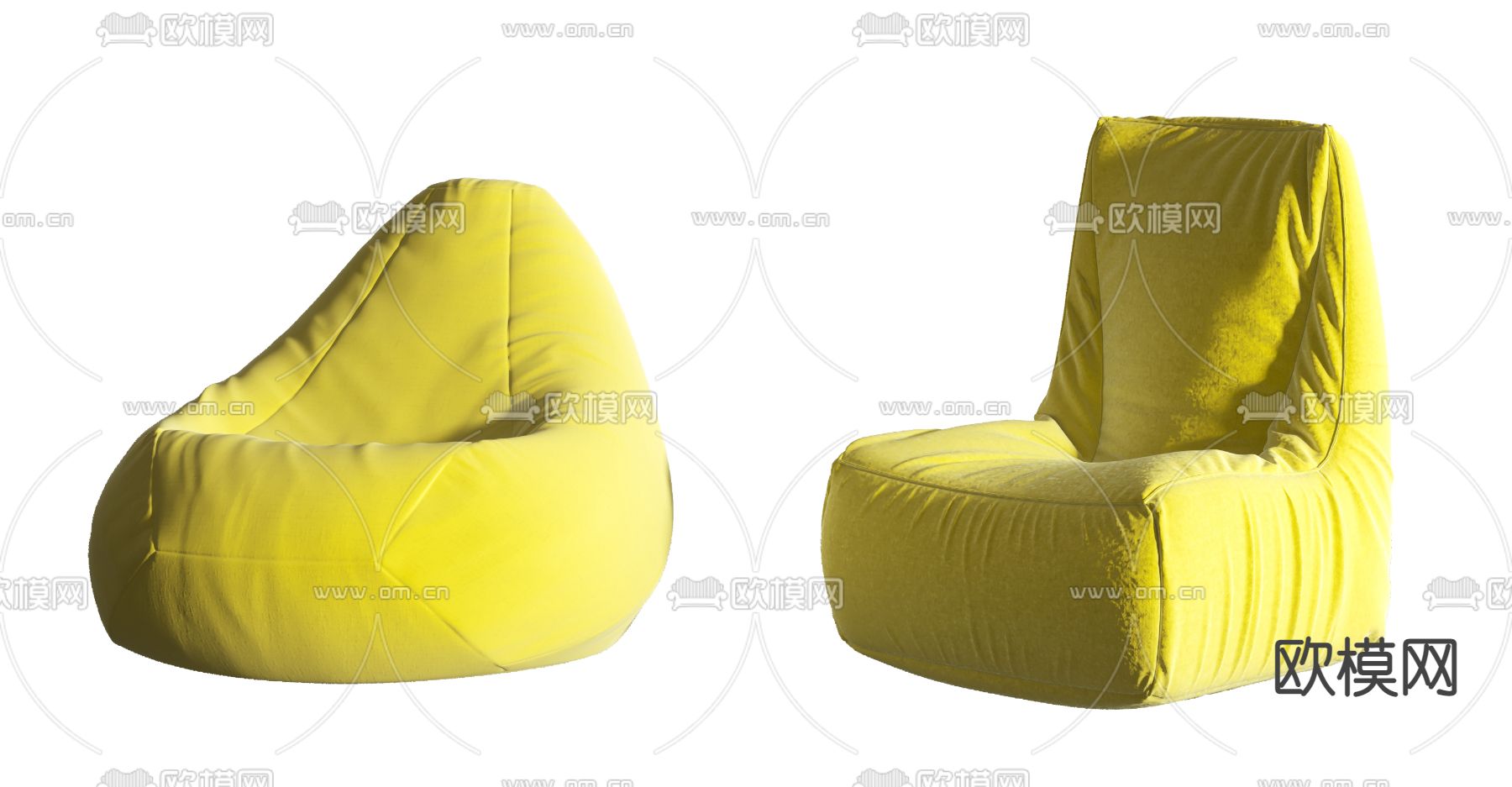 现代明黄色懒人沙发组合3d模型下载
