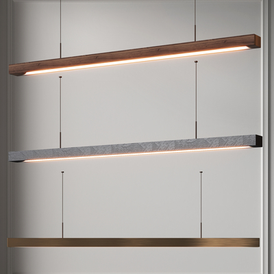  现代条形办公吊灯su模型 