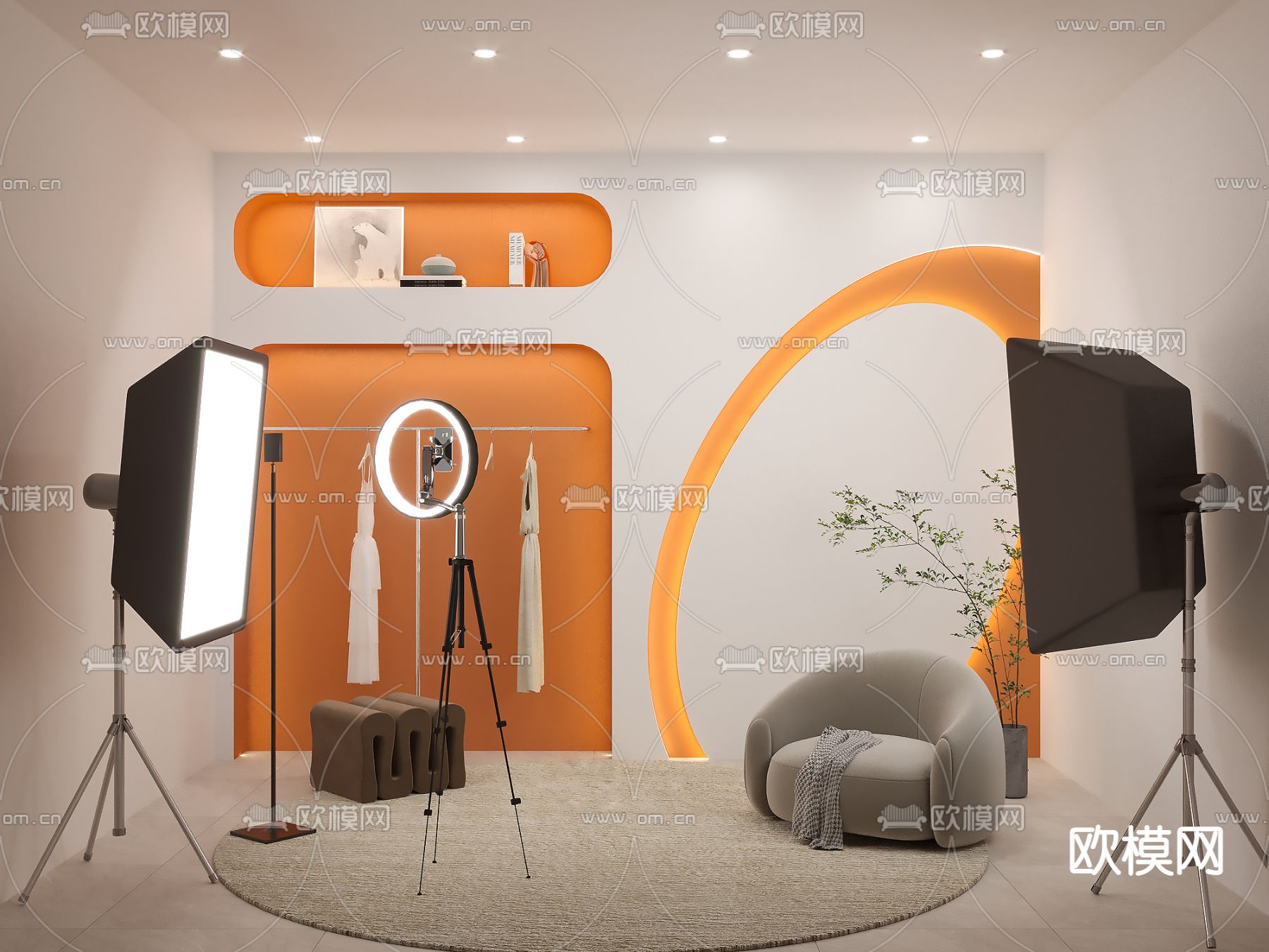 现代服装直播间3d模型下载