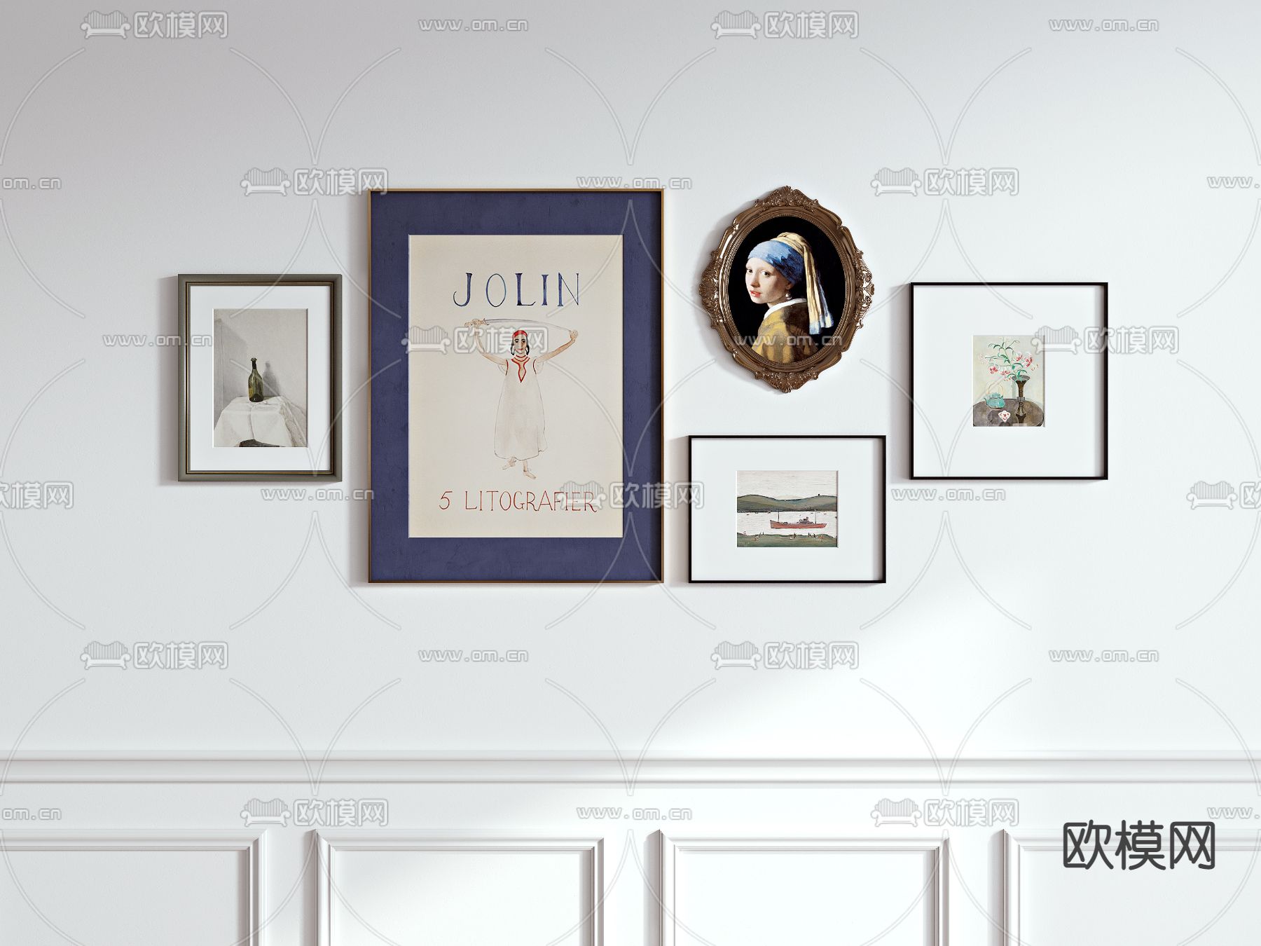 欧式复古装饰画su模型下载（渲染图1）