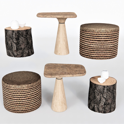 自然风实木边几角几su模型