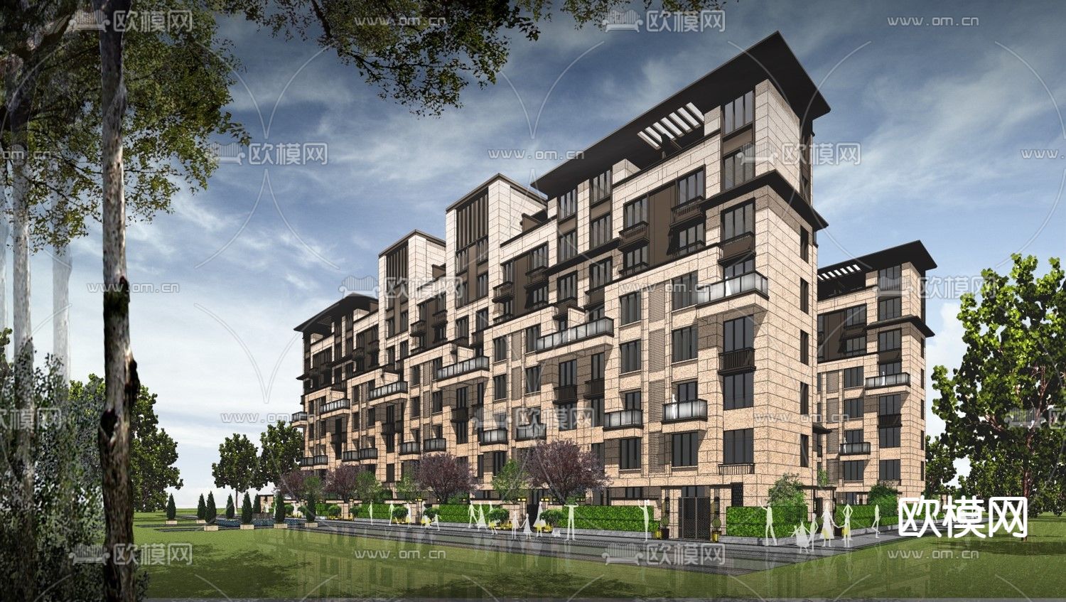 新古典联排别墅外观su模型