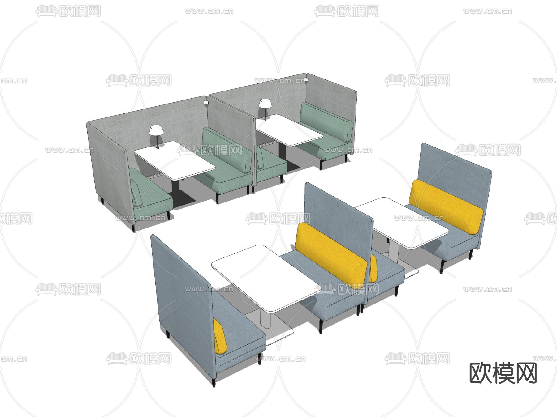 现代高背卡座休闲沙发su模型下载