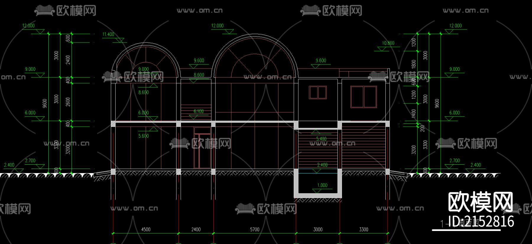 两个别墅初步设计cad施工图下载（渲染图2）