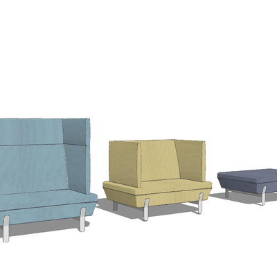  现代沙发卡座su模型 