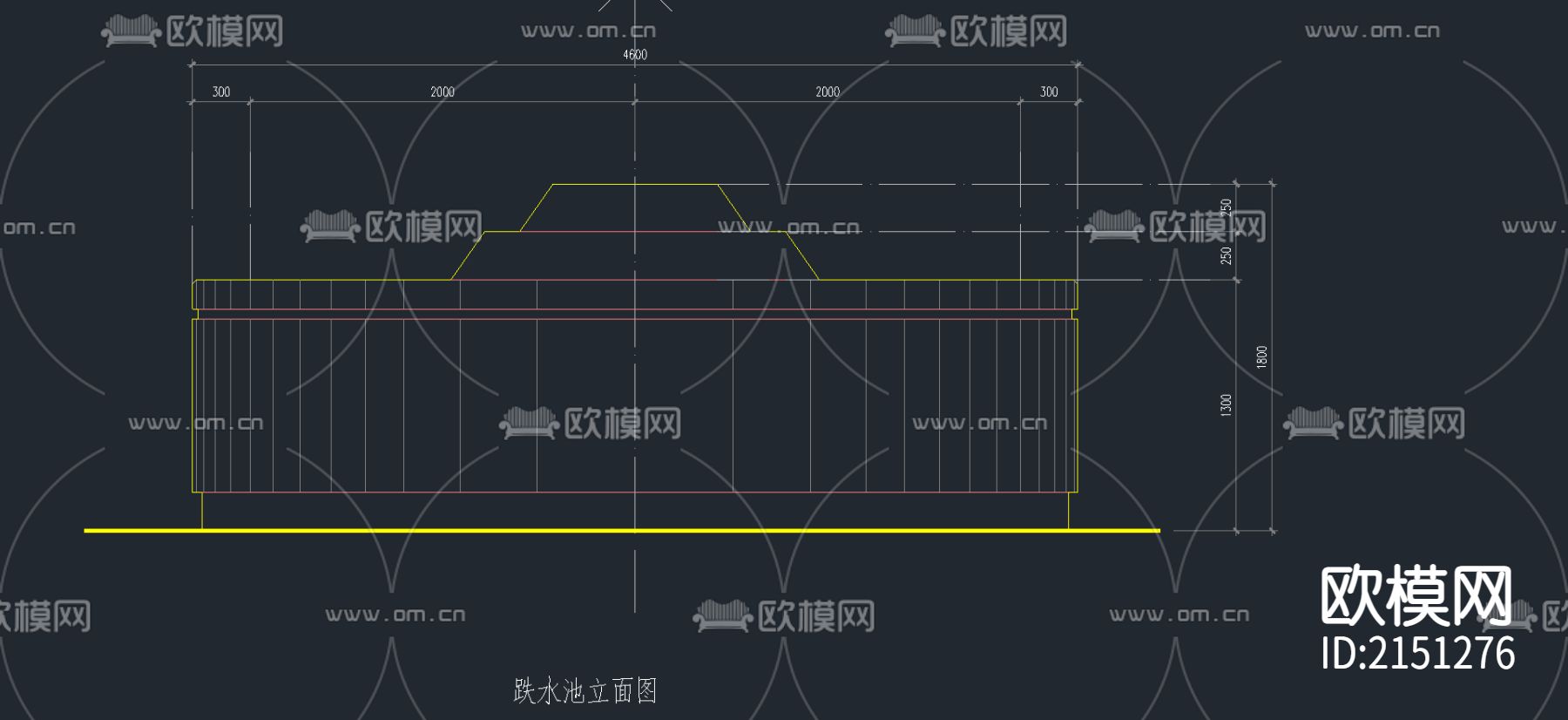 15-跌水池CAD施工图下载（渲染图2）