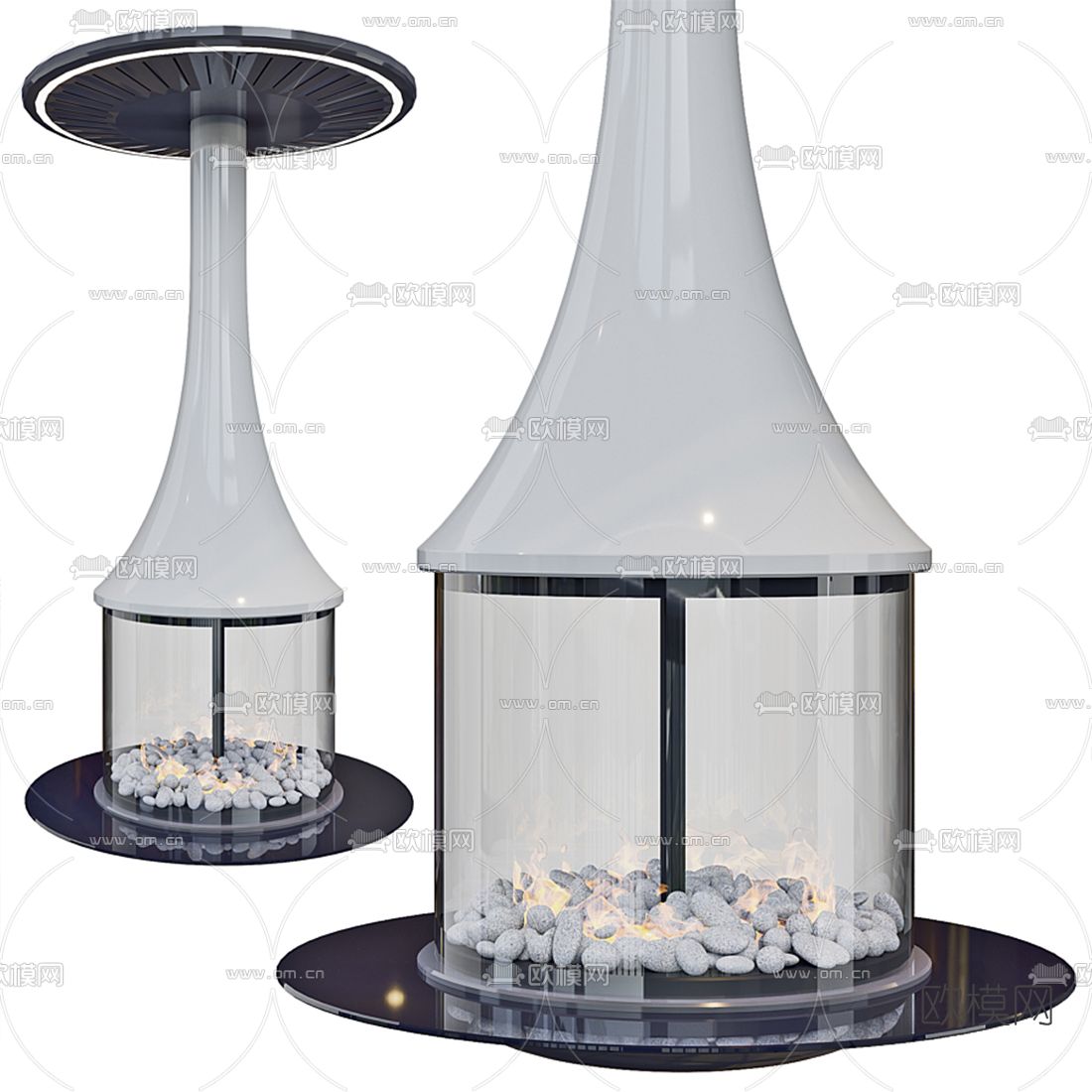 现代玻璃壁炉3d模型下载