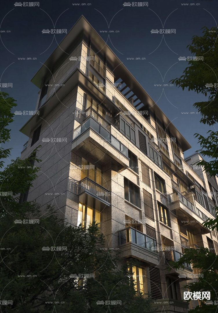 新古典联排别墅外观su模型