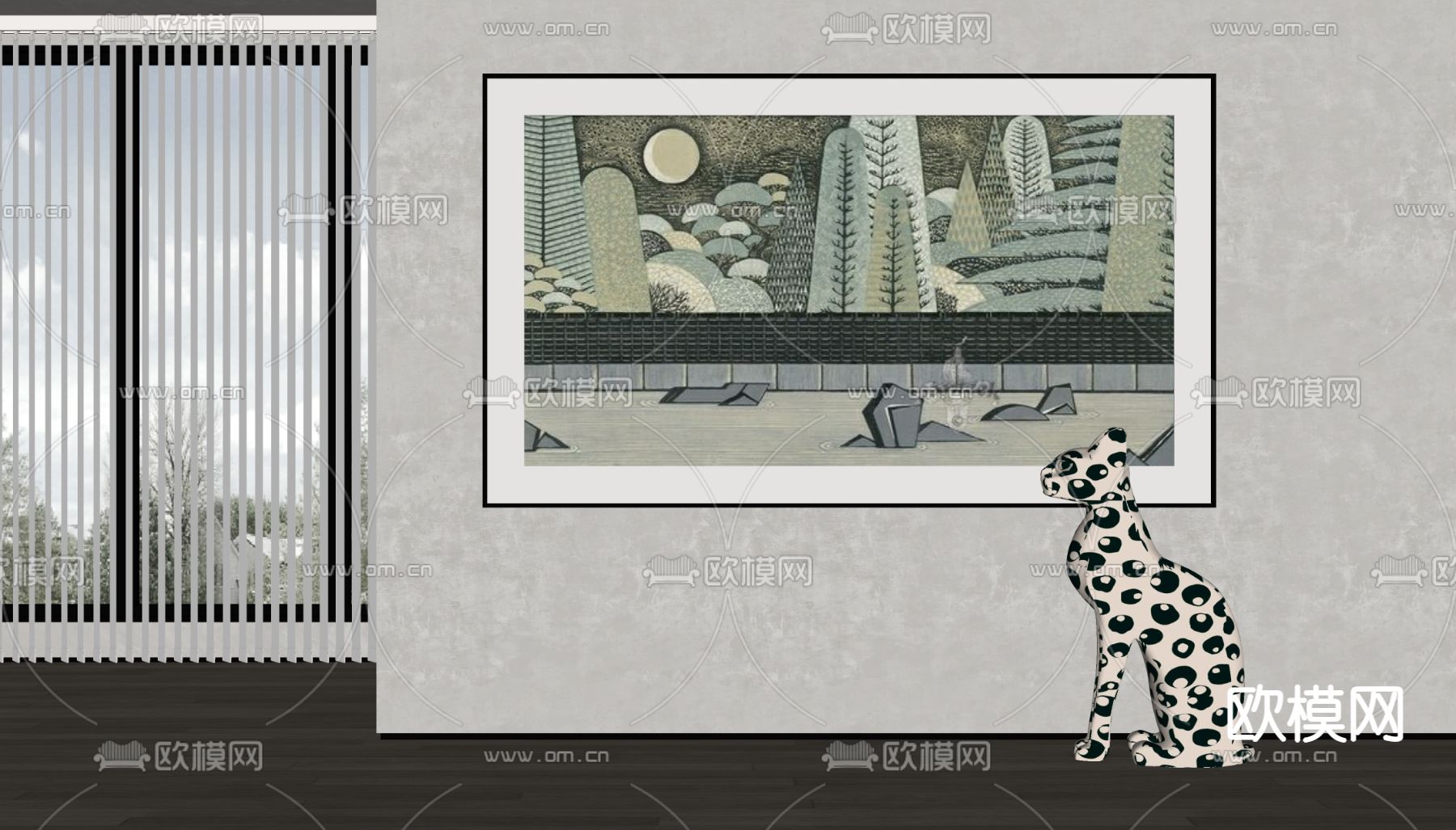 侘寂风抽象装饰画su模型