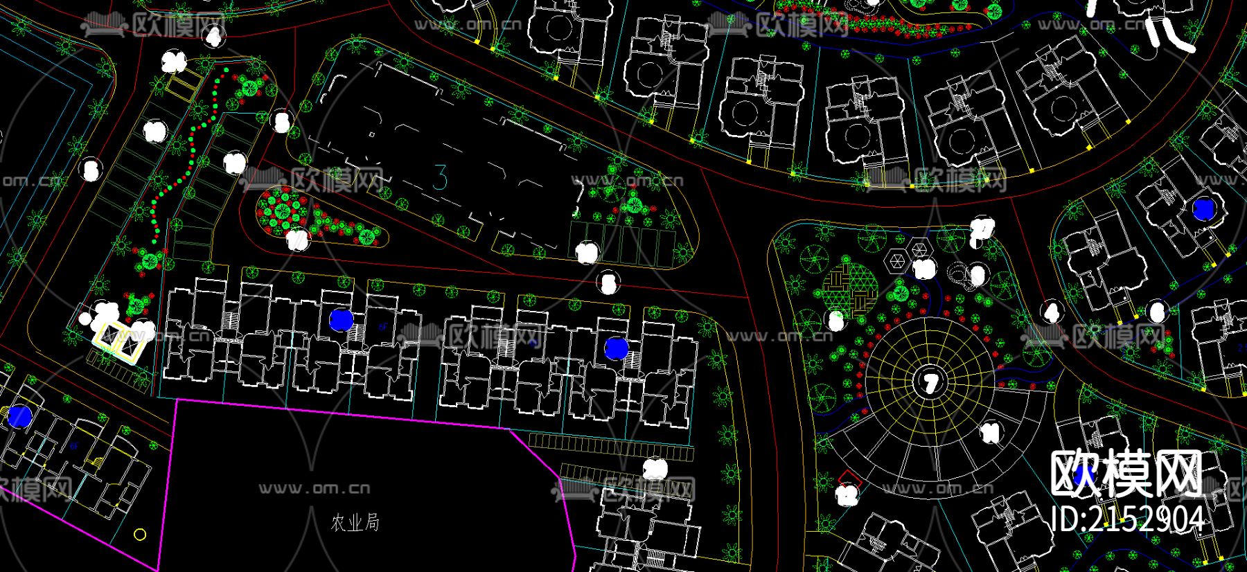 某别墅区总规划cad施工图下载（渲染图1）