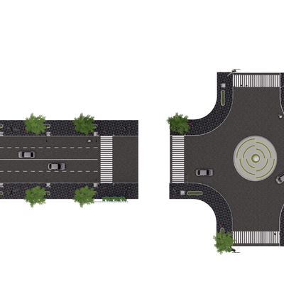  现代城市道路交通su模型 