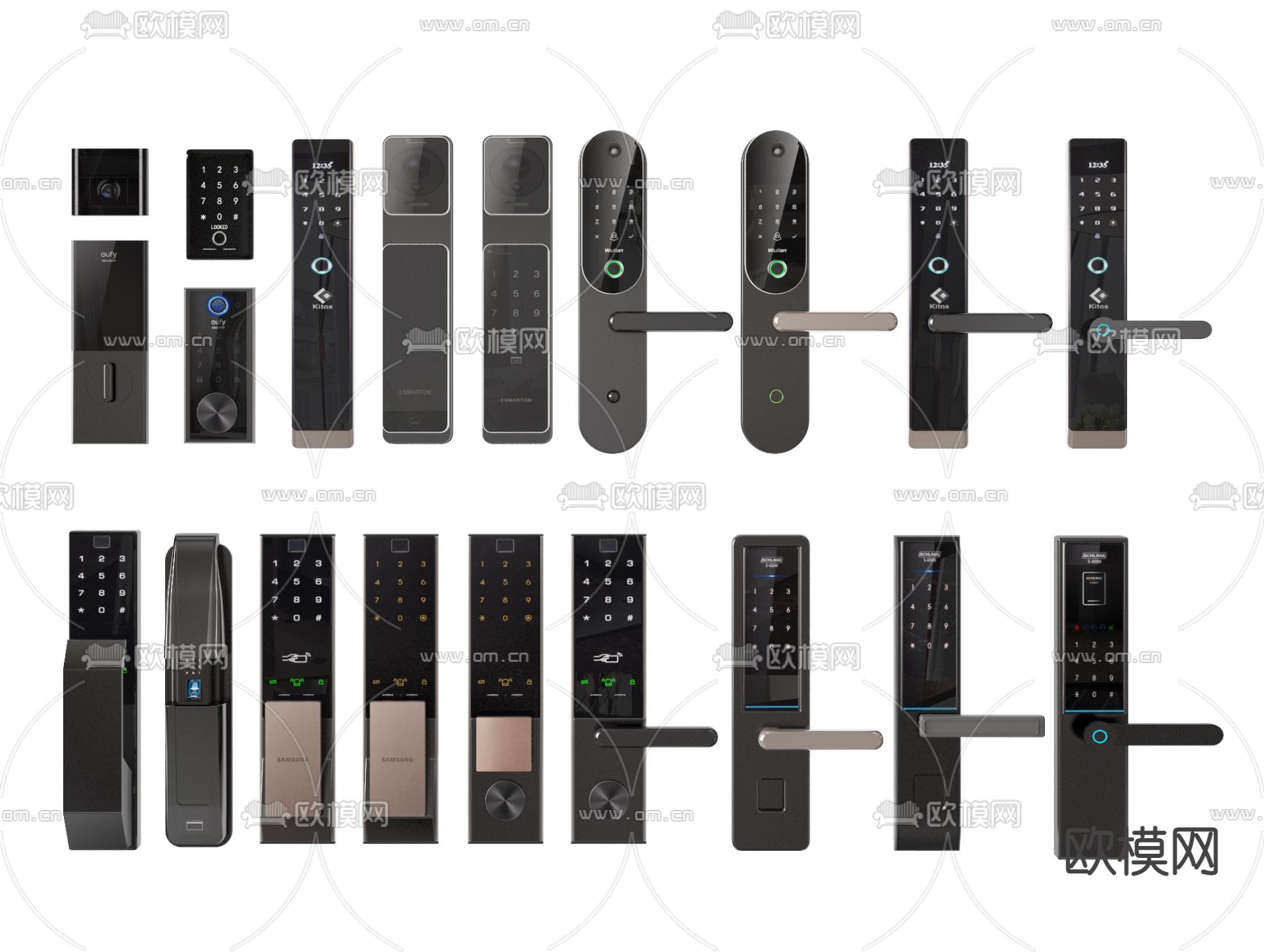 现代门锁电子锁智能锁3d模型下载