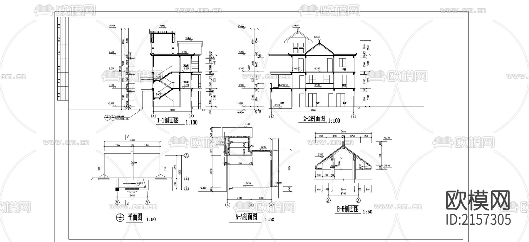 别墅cad施工图下载（渲染图4）