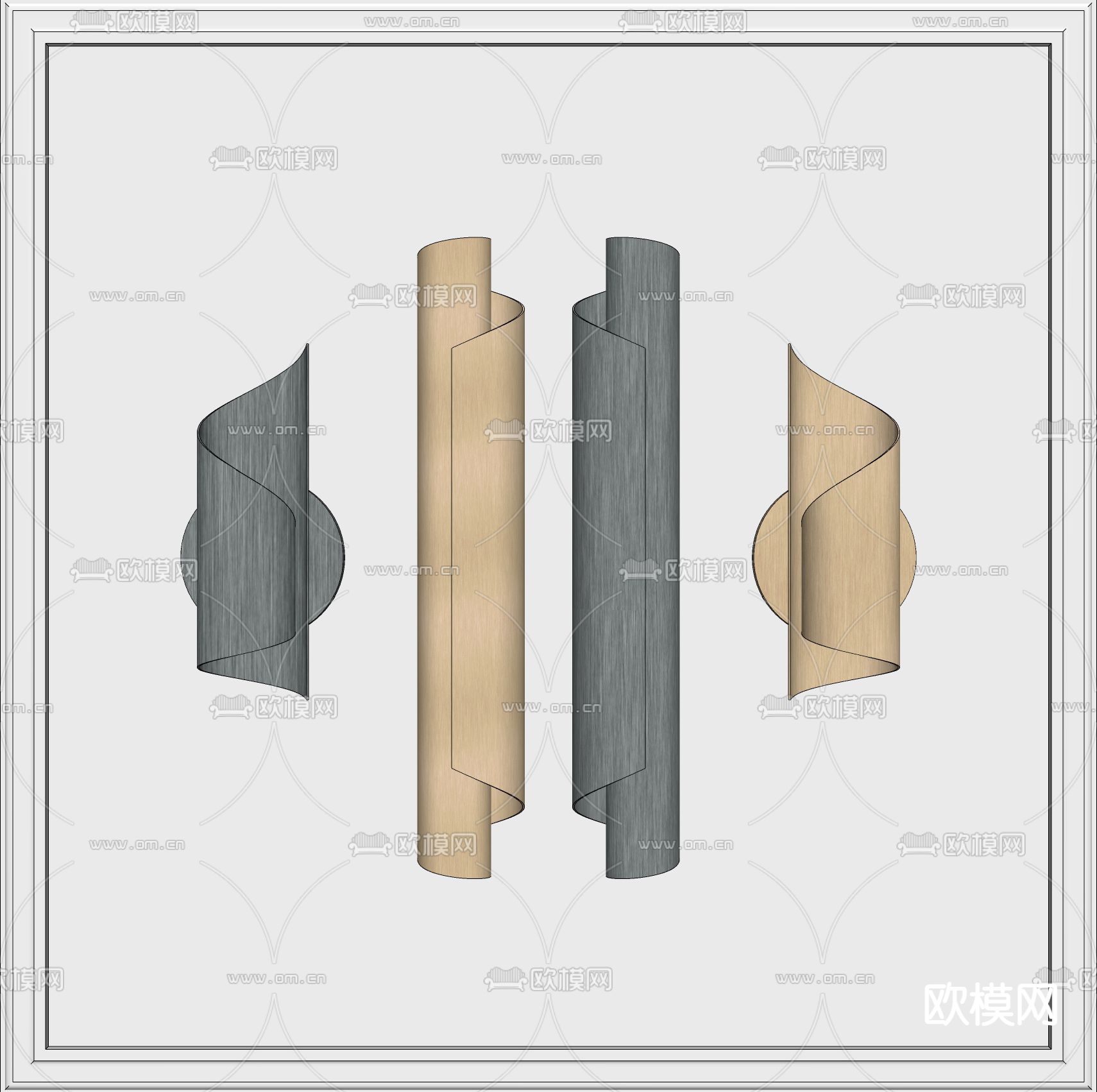 现代金属壁灯su模型下载（渲染图2）