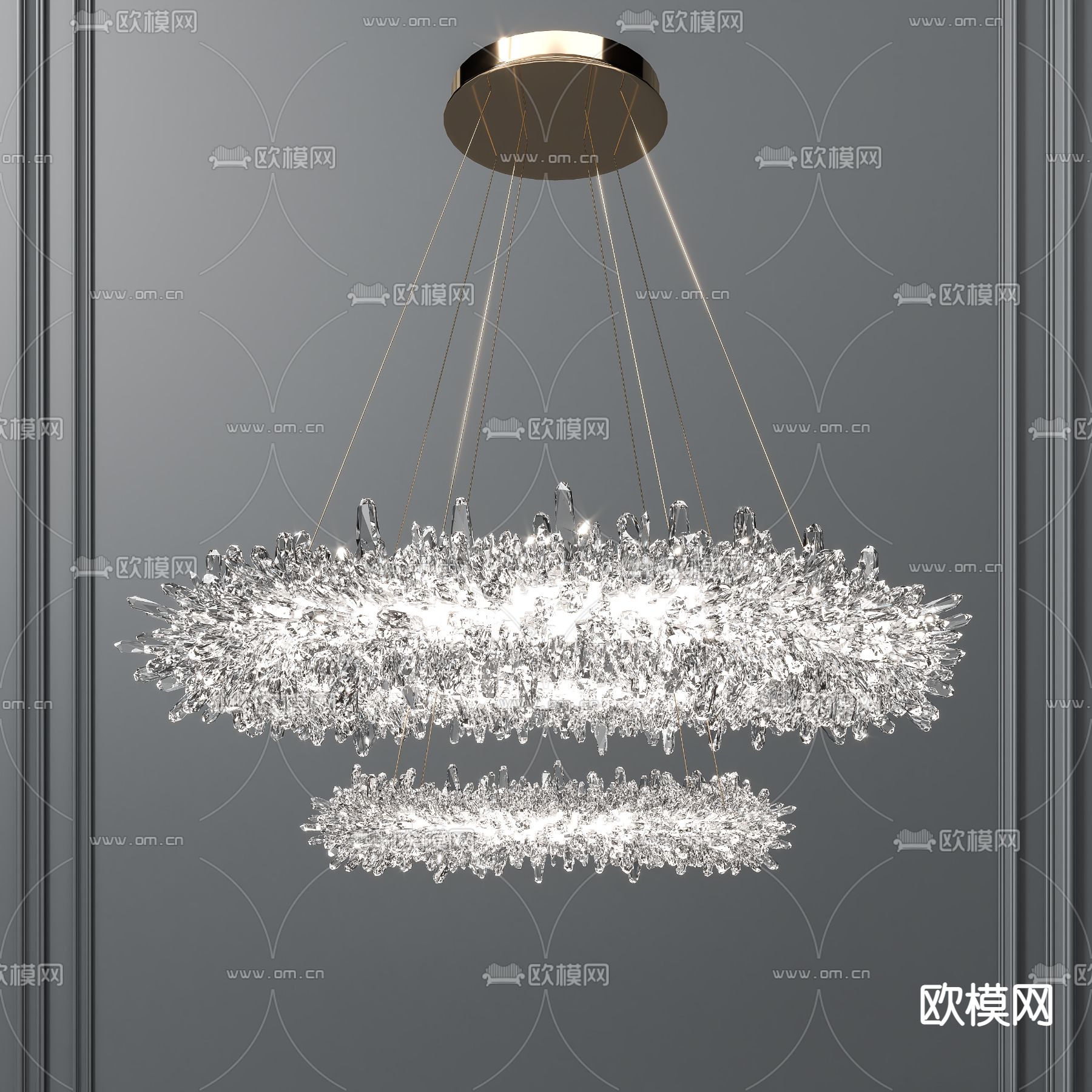 现代水晶吊灯su模型下载（渲染图1）