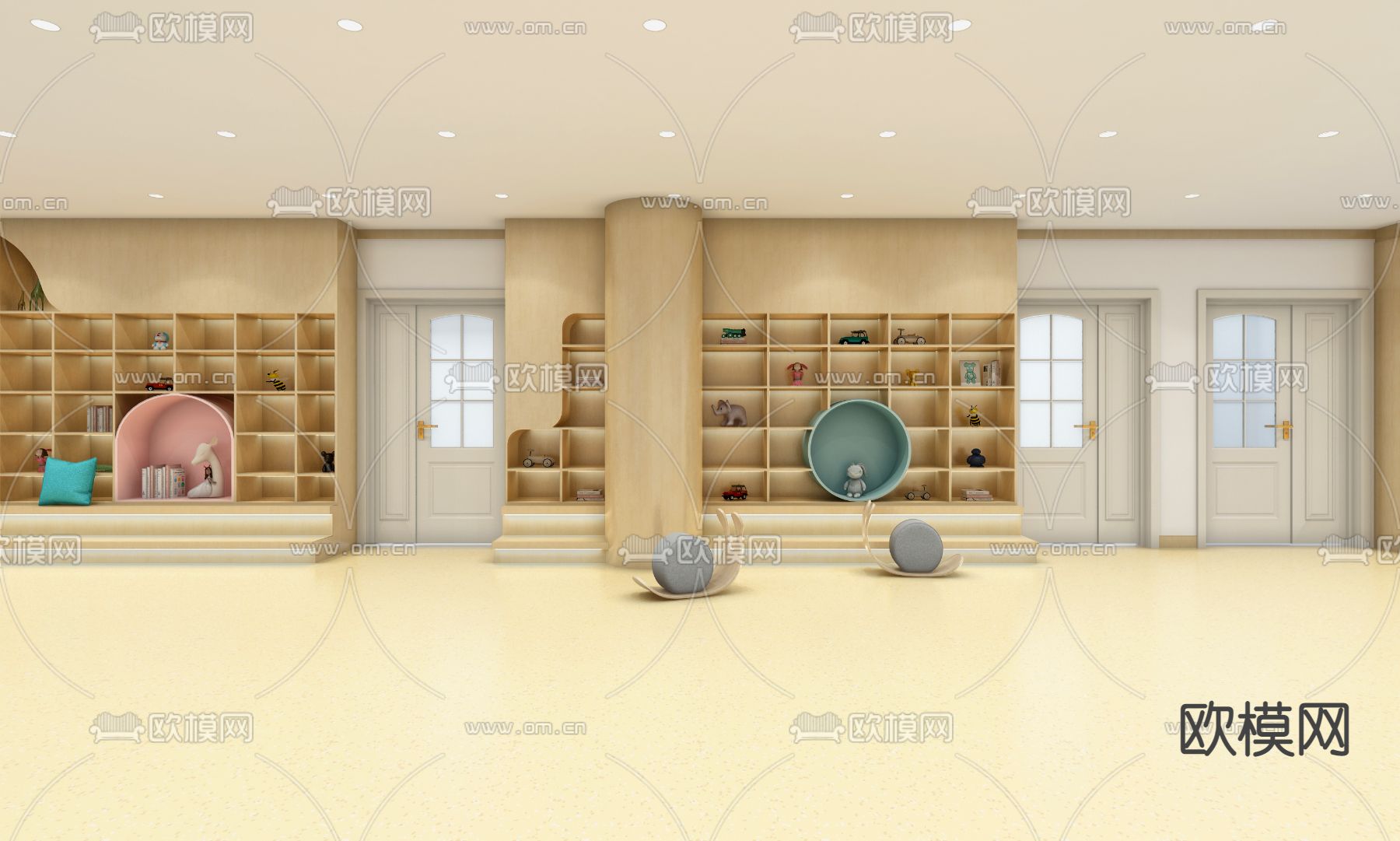 现代儿童娱乐室免费3d模型下载（渲染图2）