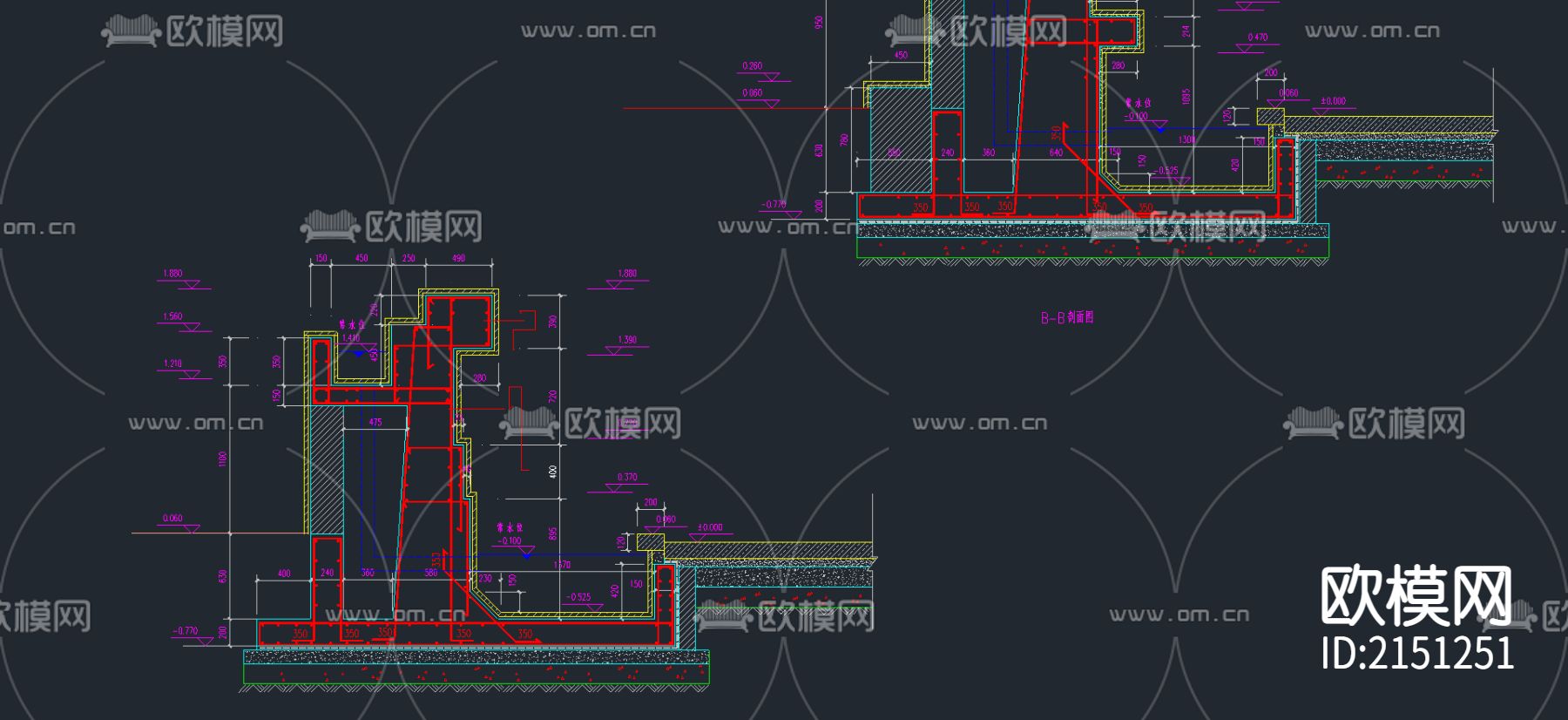 12-跌水池CAD施工图下载（渲染图1）