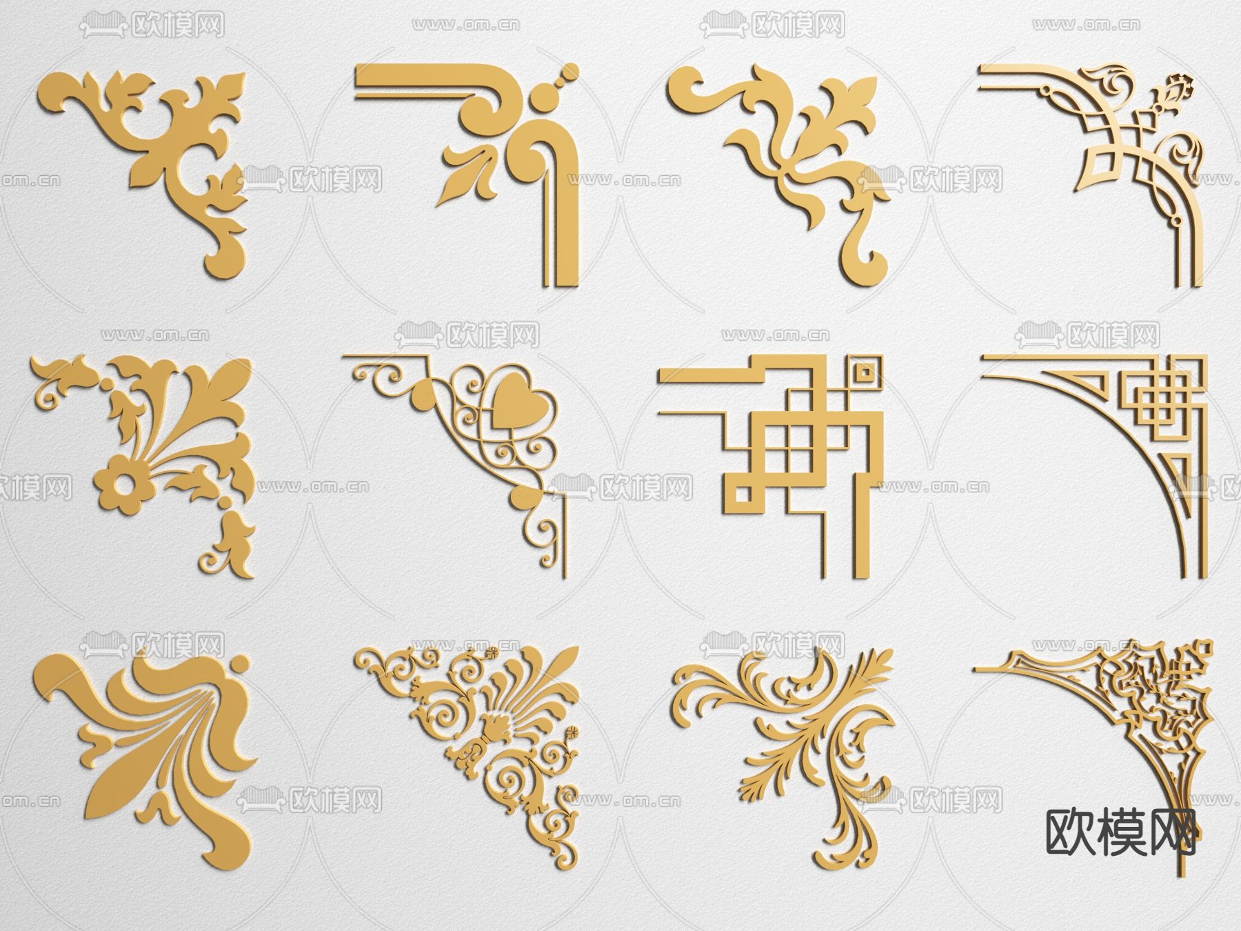 新中式金属雕花3d模型下载