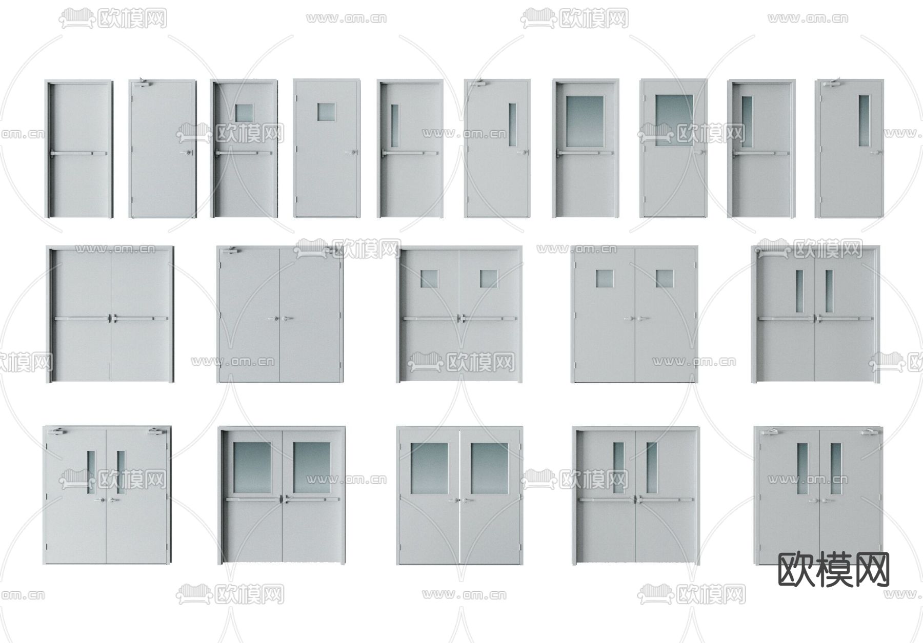 现代消防门防火门su模型下载（渲染图1）