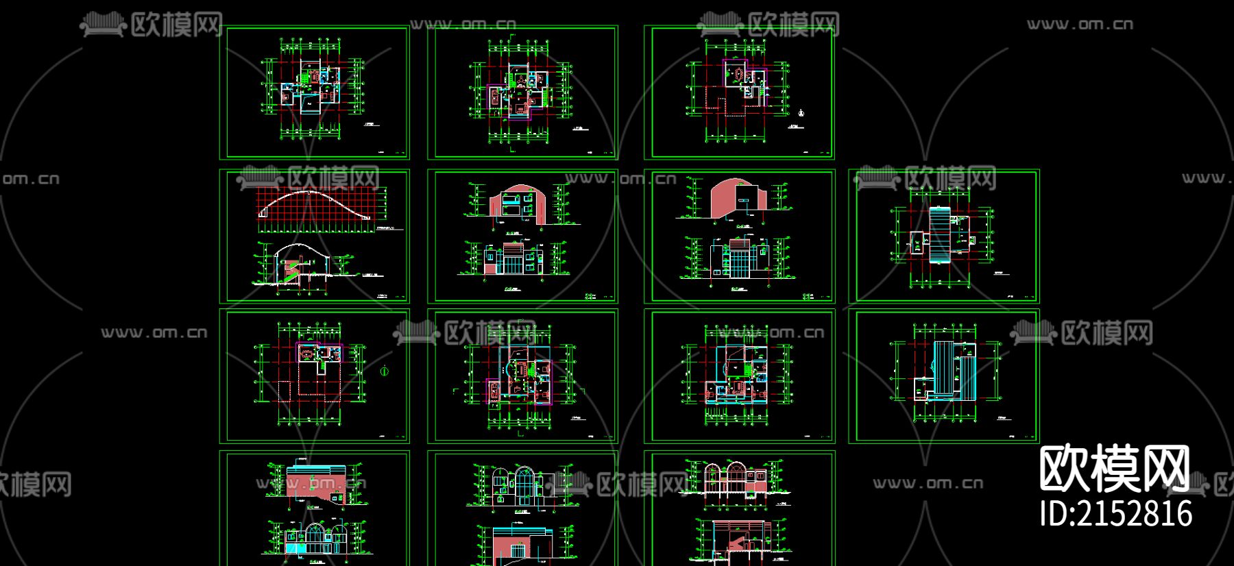 两个别墅初步设计cad施工图下载（渲染图4）