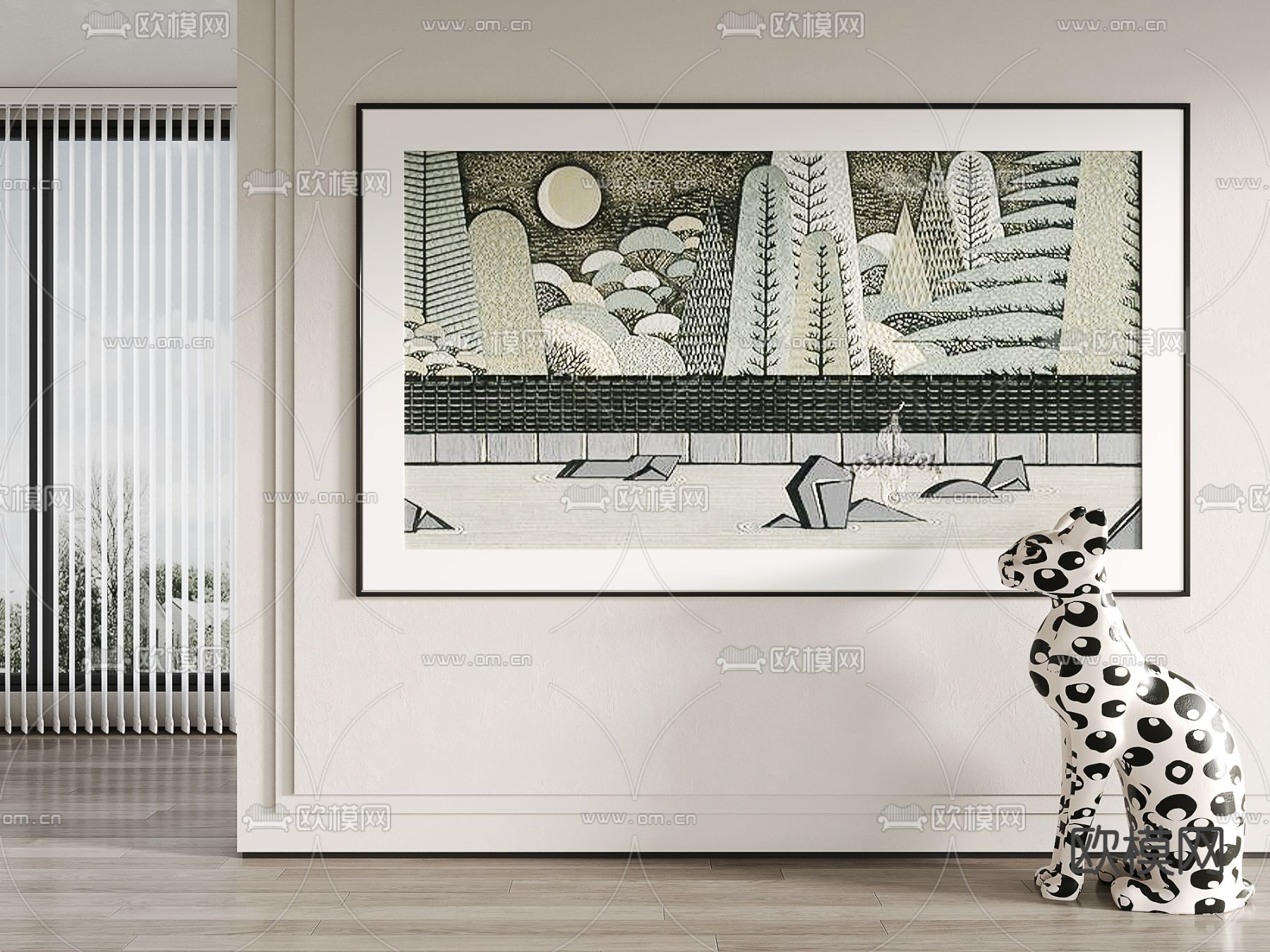 侘寂风抽象装饰画su模型