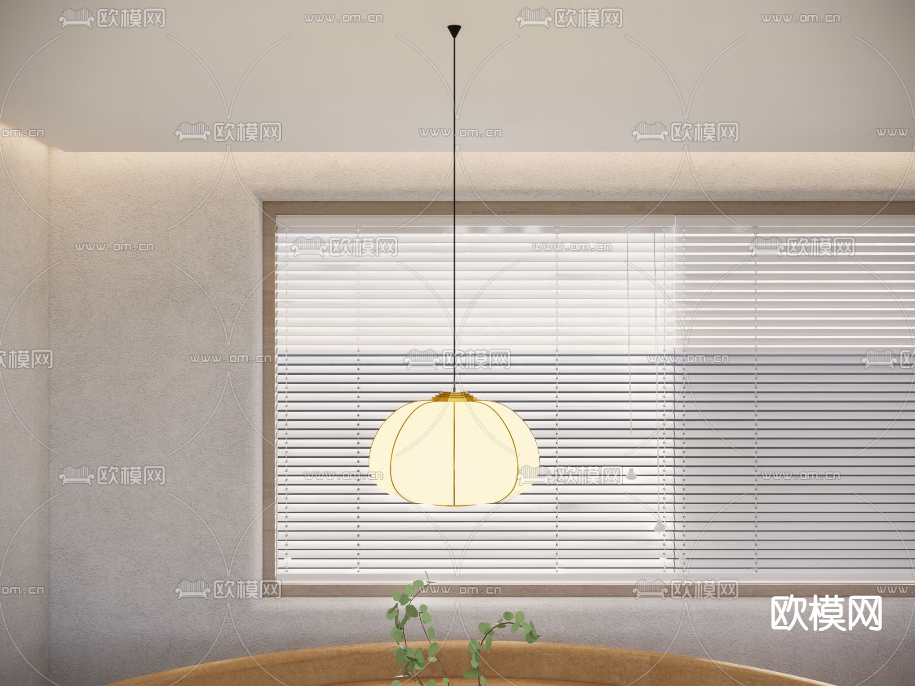 日式简约吊灯su模型下载（渲染图1）