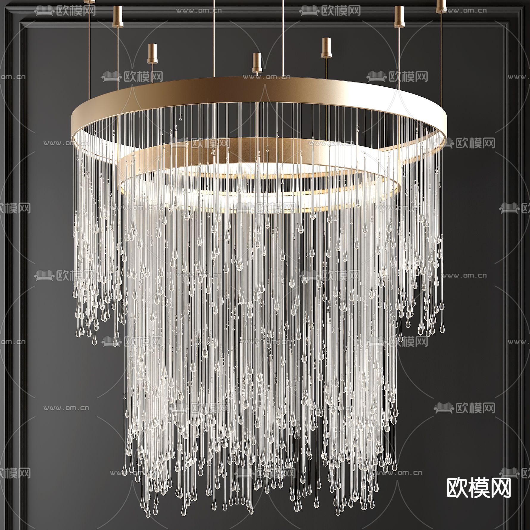 现代双层水晶流苏吊灯3d模型下载