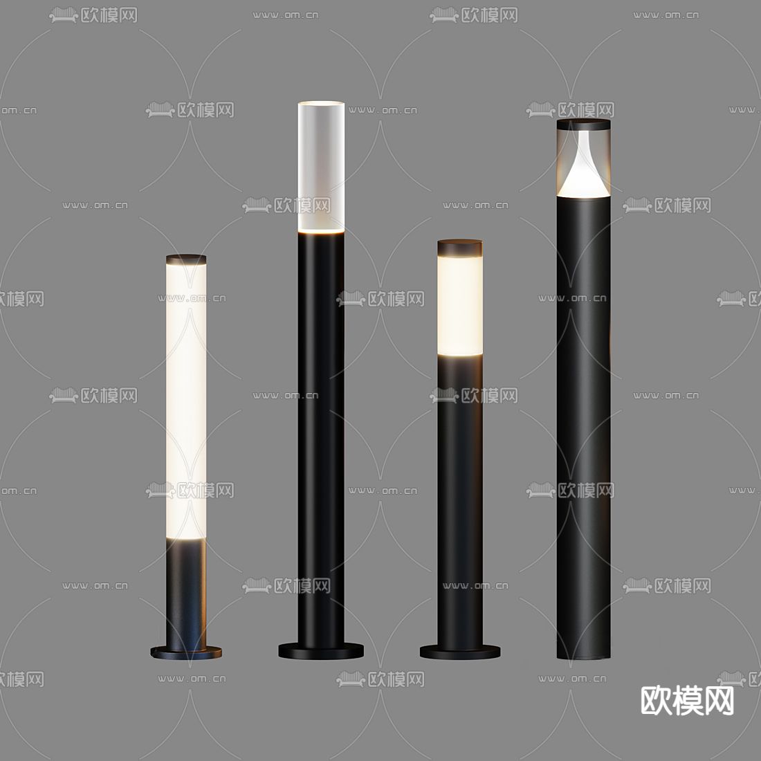 现代园柱形庭院草坪路灯3d模型