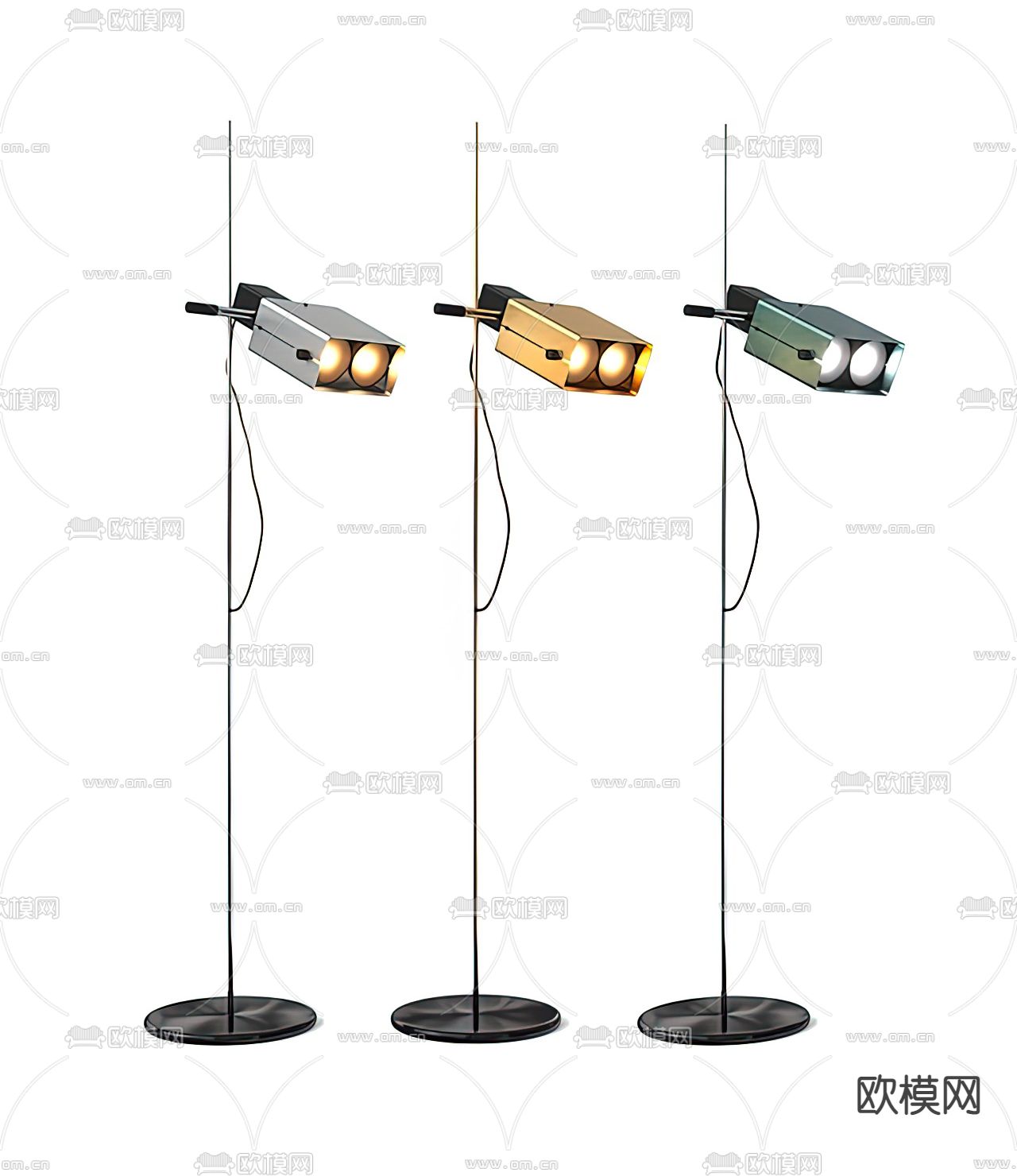 工业风双灯泡落地灯3d模型下载