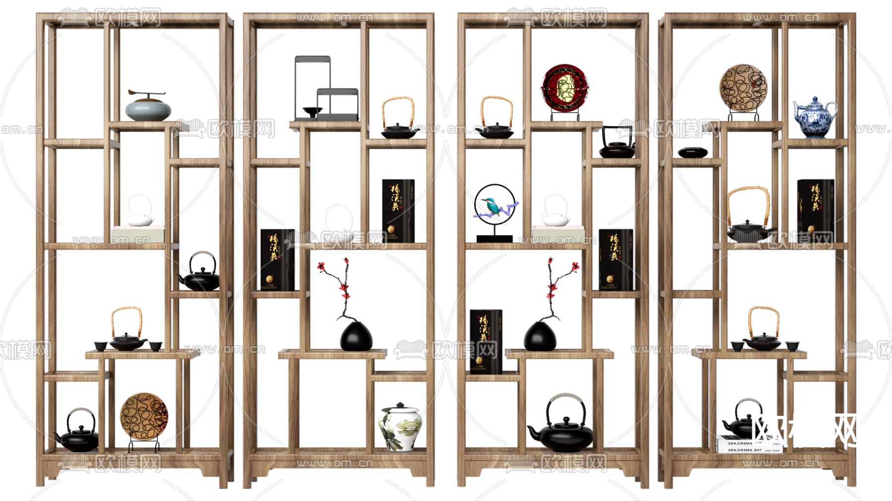 新中式博古架su模型下载（渲染图1）