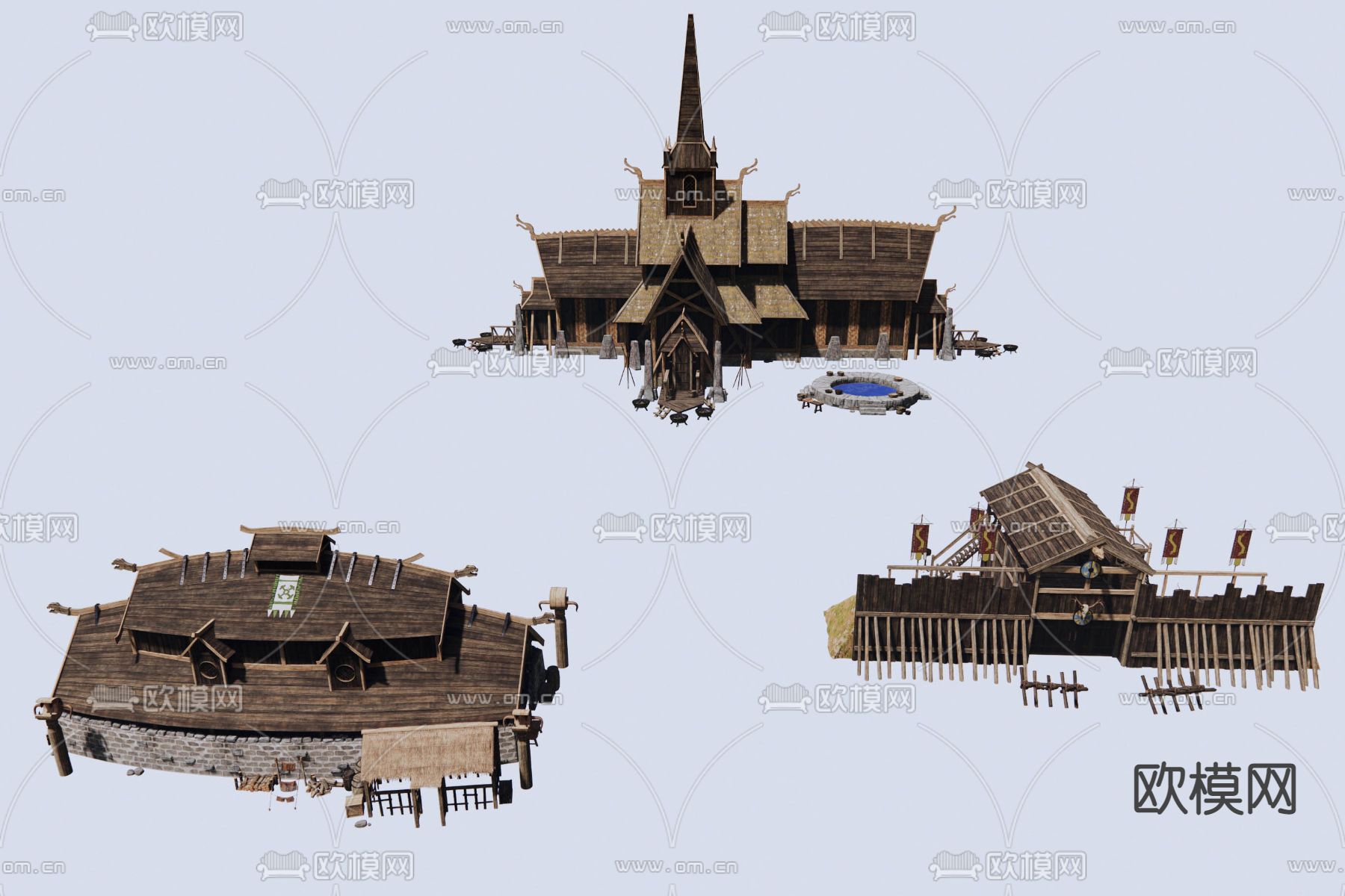 东南亚茅草屋木屋su模型下载（渲染图1）