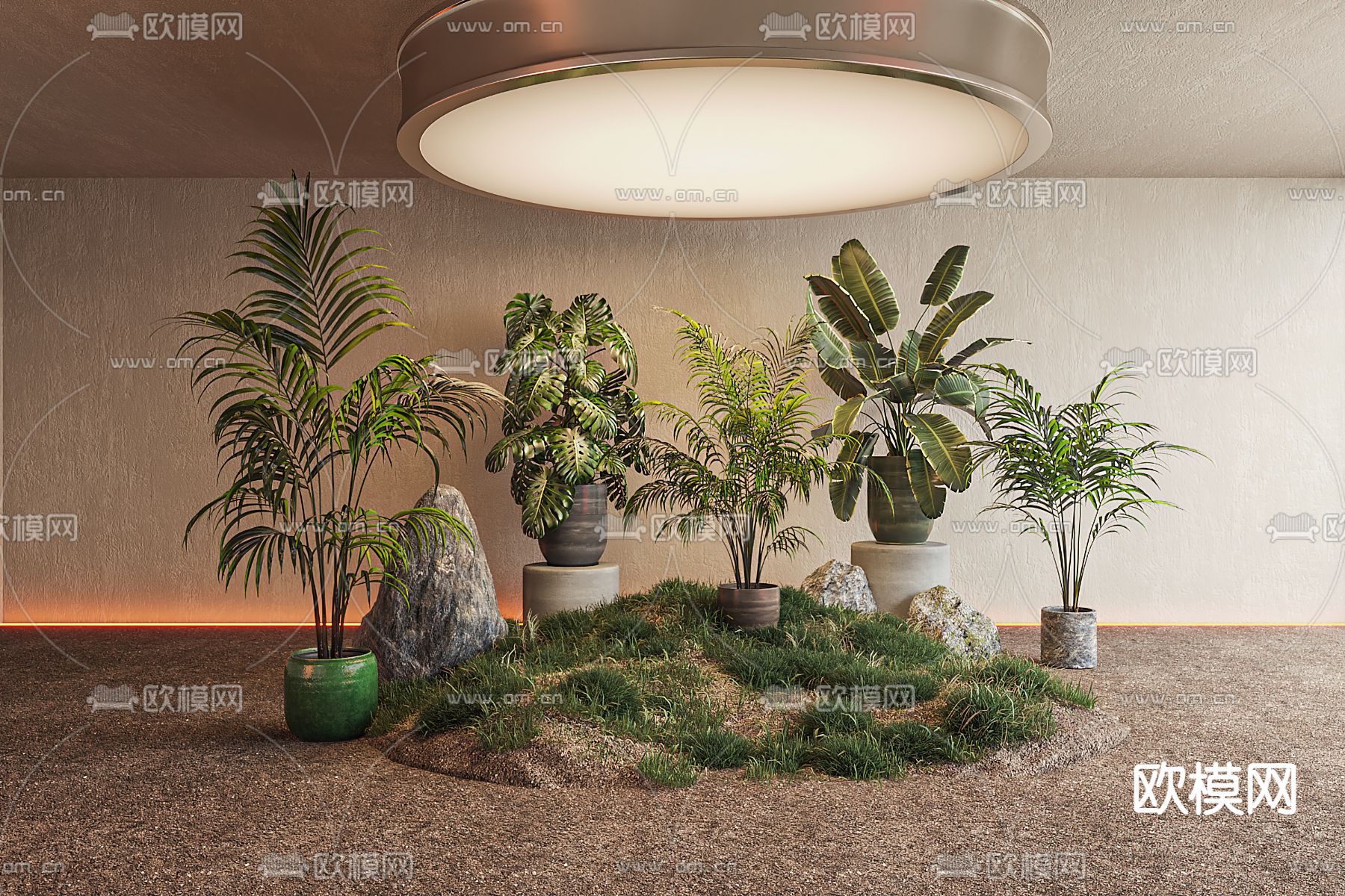 现代绿植盆栽景观小品3d模型下载_ID11992966_3dmax免费模型-欧模网