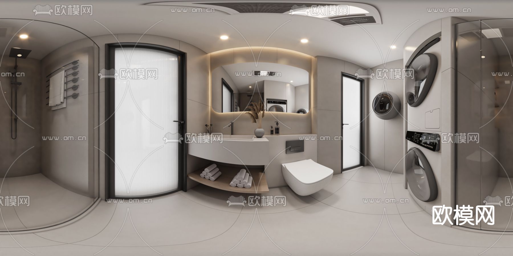 现代卫生间卫浴全景3d模型